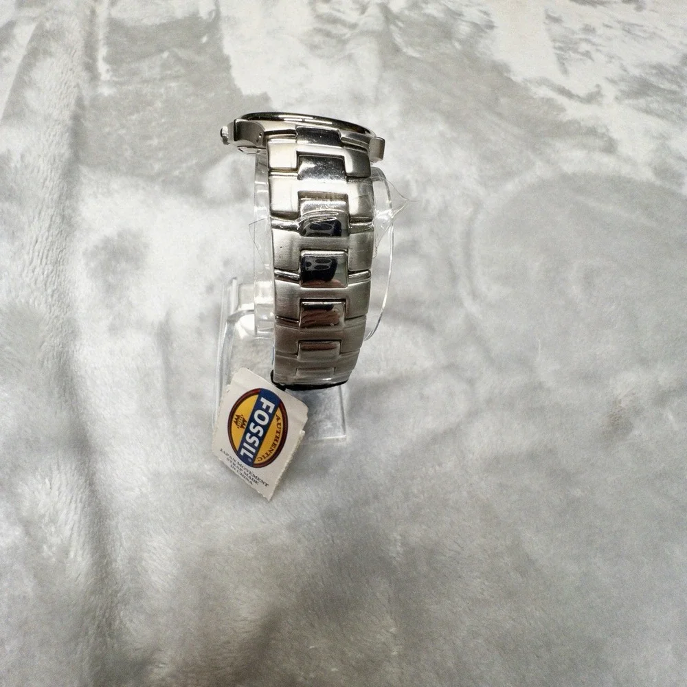 New Fossil PR-5111 Blue Dial 35mm Mens Watch Silver Rauland Logo